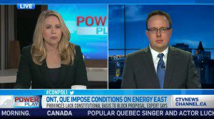 Dwight Newman discusses the Energy East pipeline on CTV News Channel.